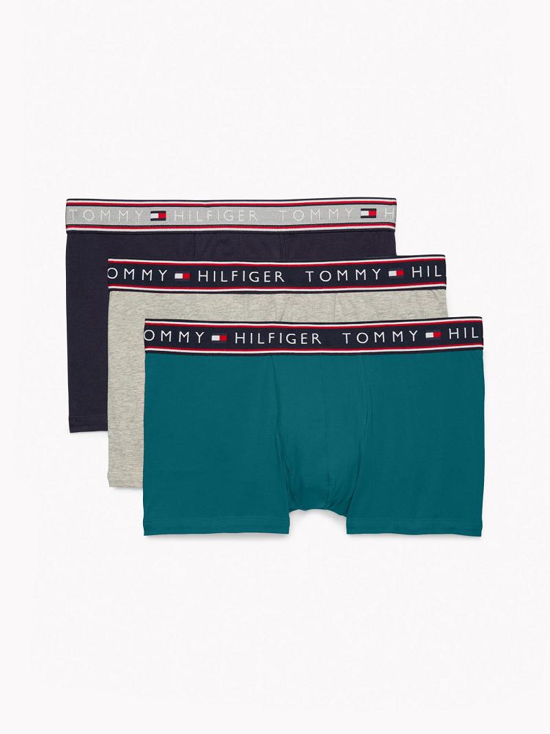 Férfi Tommy Hilfiger Pamut stretch trunk 3pk Trunks Olivazöld | HU 1293ZUT